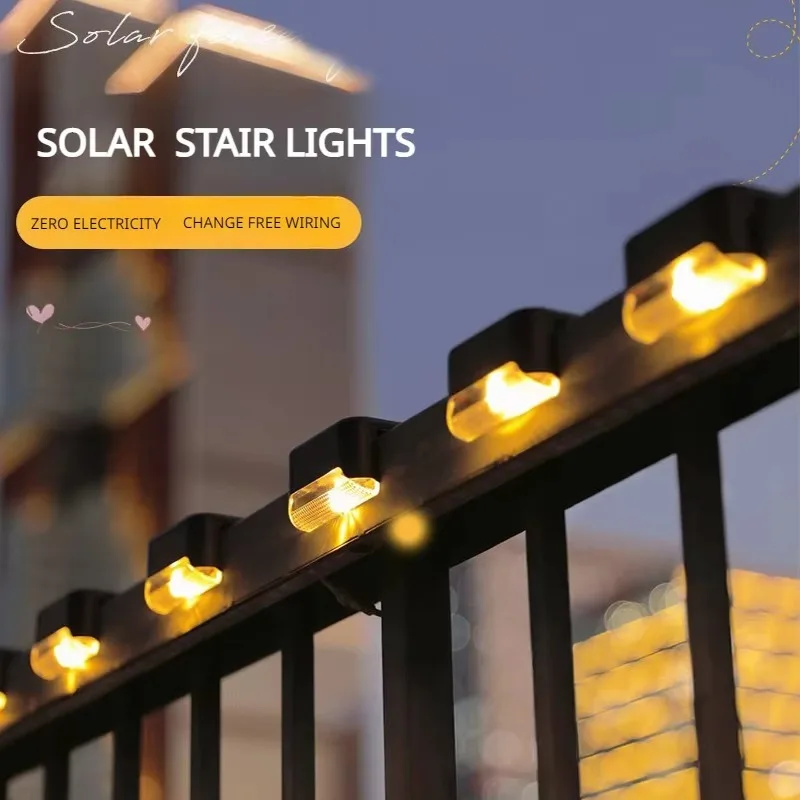 

8PACK Solar Step Lights Outdoor Waterproof Stair Lights with Light Control for Garden Yard Porch Transparent Lampshade