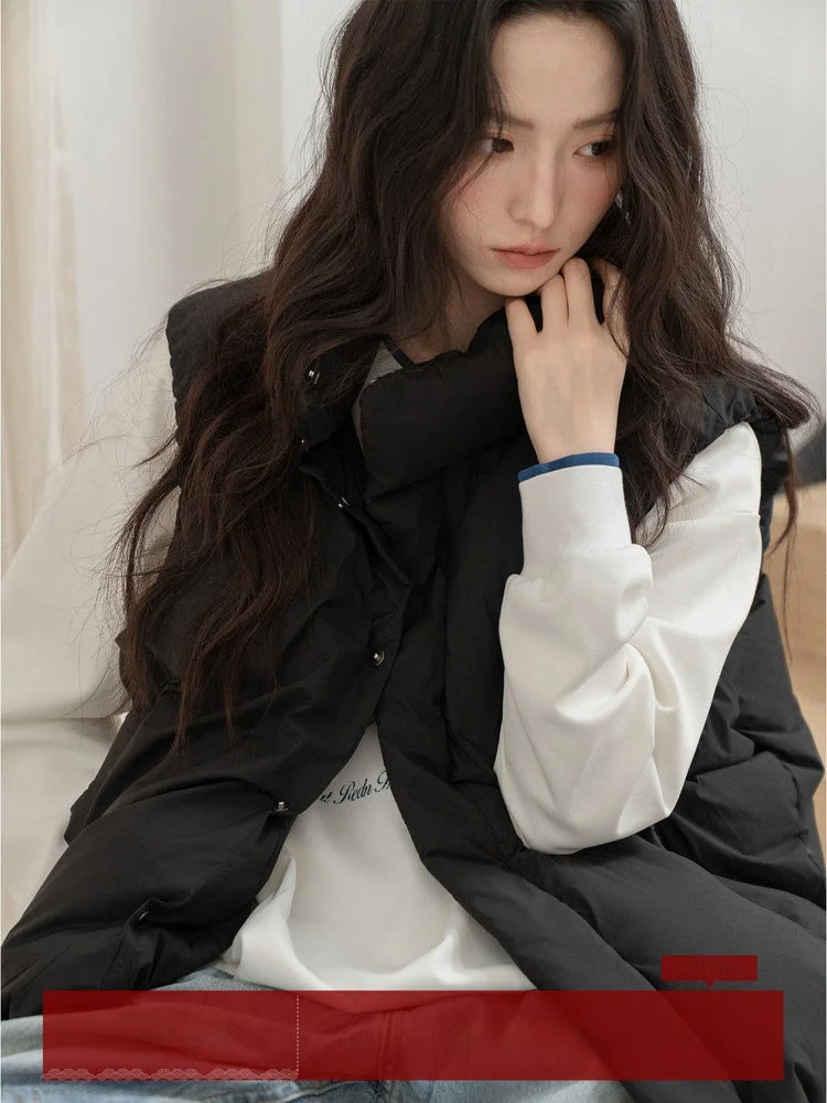 

Женский жилет MoZao Bla Svel Fce, новая коллекция осень-зима 2025, свободная верхняя одежда, пуховик с воротником-стойкой на молнии