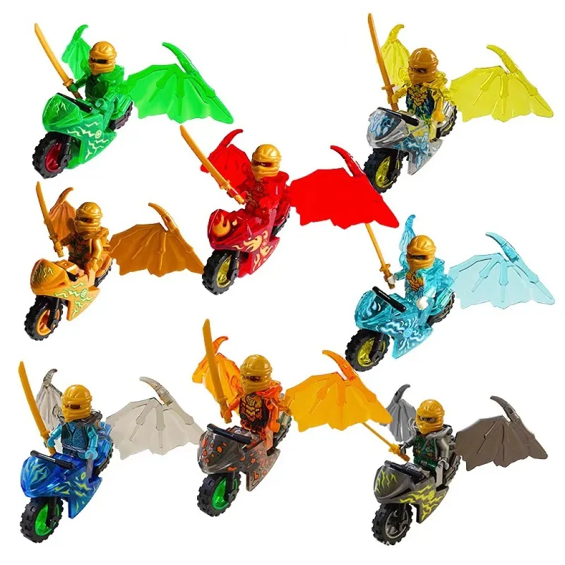 

Flying motorcycle suit building block doll with wings building block toy birthday gift humanoid doll