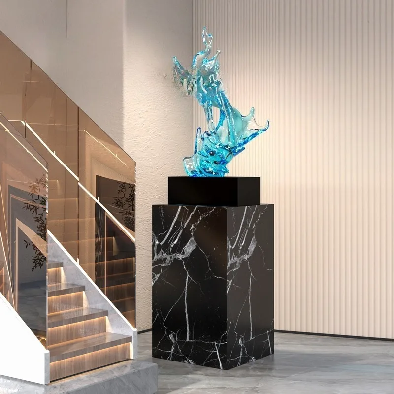 Light luxury high-end transparent wave art sculpture modern entrance living room hotel large floor ornament