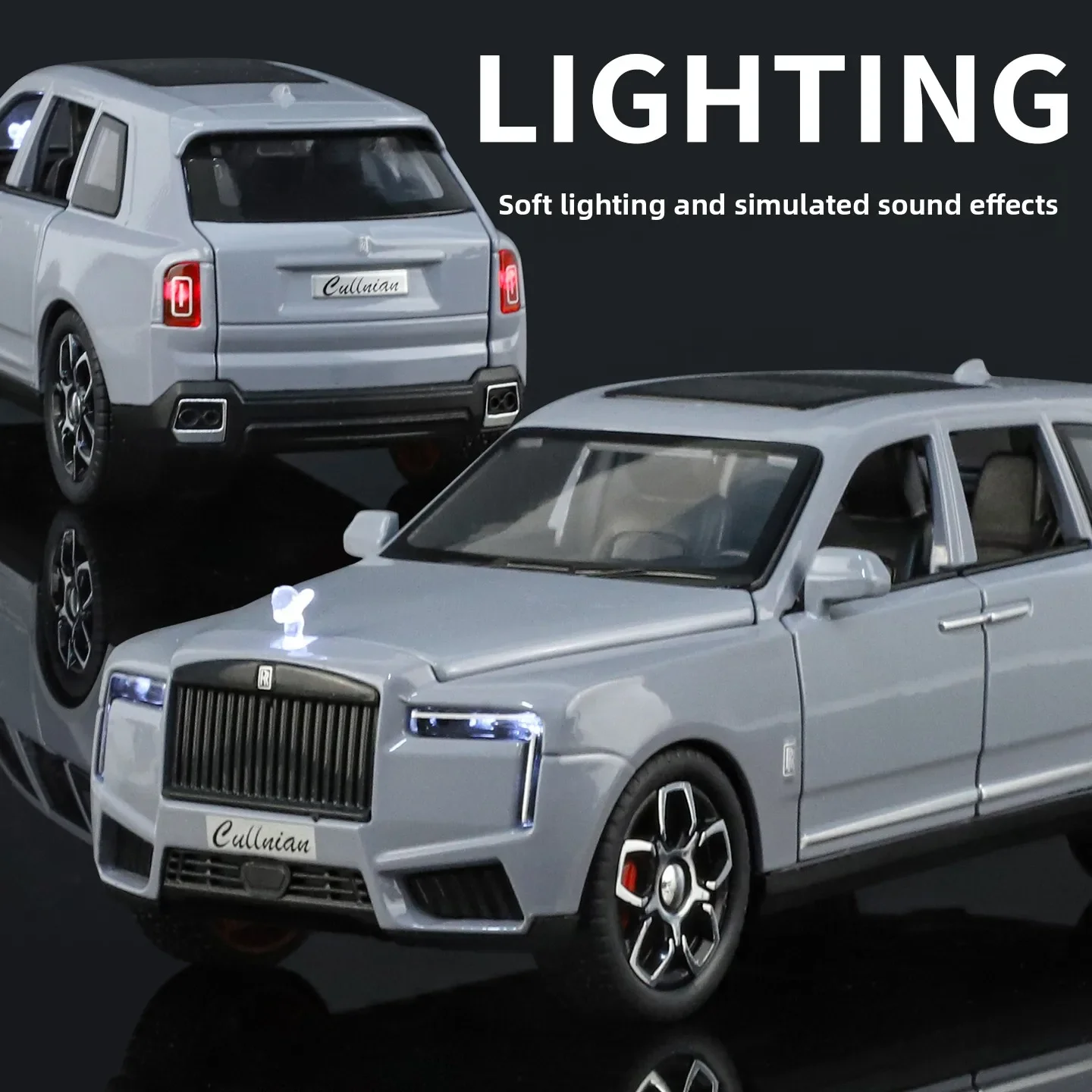 1:32 Cullinan Legering automodel trek geluid en licht speelgoed sportwagen herencollectie cadeaudecoratie