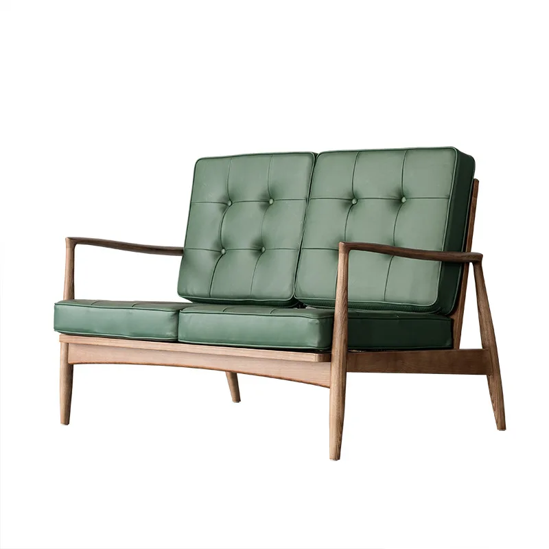 

Скандинавский дом, гостиная, маленькая квартира, кожаная ткань, двойной диван из цельного дерева