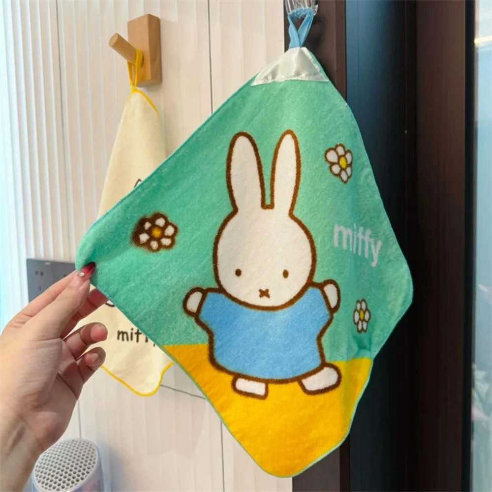 Miffy Towel Cute Cartoon Hanging Cloth Square Towel Soft Handkerchief Household Skin Cleaning Cloth for Bathroom Daily Use Gifts