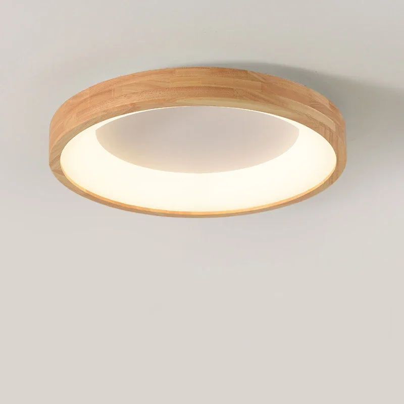 

Скандинавские светодиодные потолочные светильники из массива дерева, круглый светильник для спальни, гостиной, кухни, потолочное освещение, простой светильник для внутреннего декора