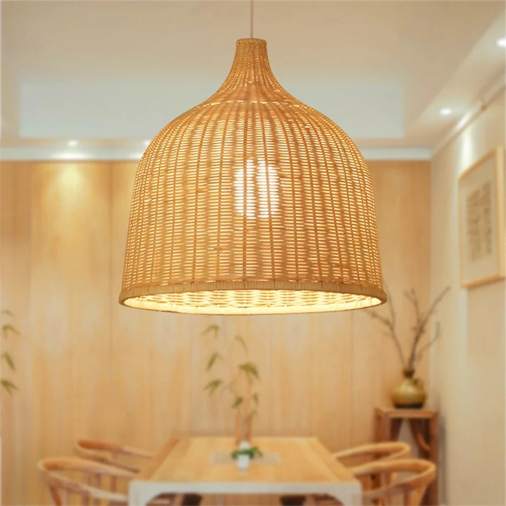 Imagem -05 - Bambu Tecelagem Candelabro Lâmpada Handmade Pendant Light Pendurado Luminárias Led de Teto Rattan Woven Clássica Home Bedroom Decors