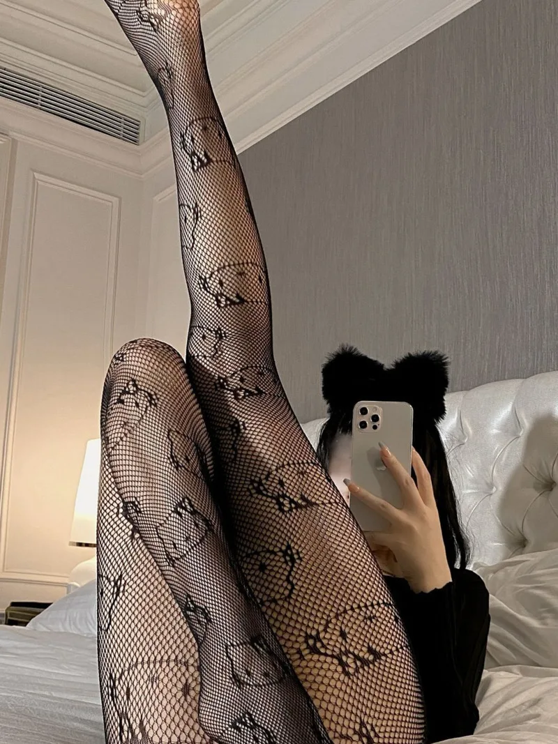 Sexy Hand Ripped Seduction Cat Pattern Lolita Silk Stockings Erotic Slim Thin Soft Erotic New Style Summer Women Bold Top J3CY