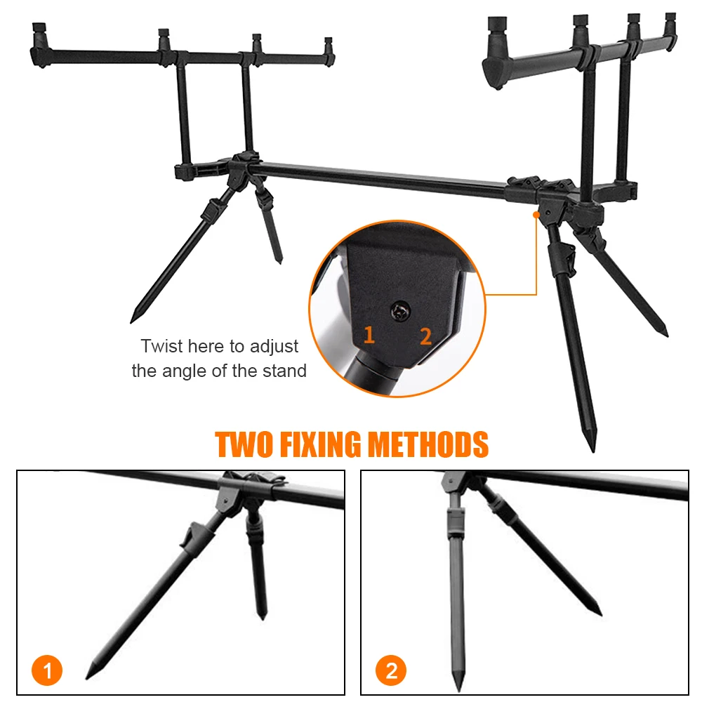 Adjustable Retractable Carp Fishing Rod Pod Stand Holder Fishing Pole Pod Stand for Fishing in Reservoirs Rivers Ponds Lakes