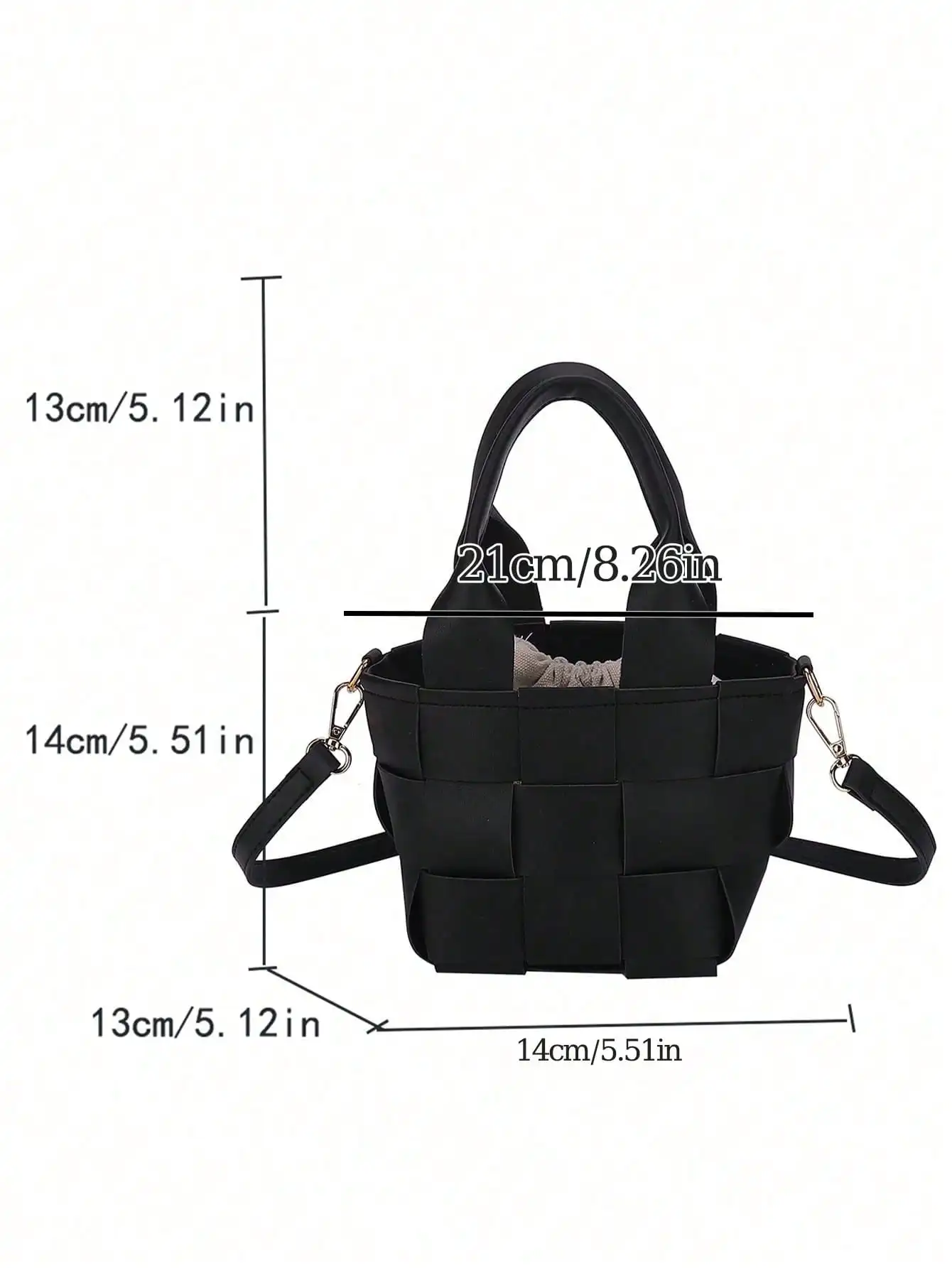 Modische, minimalistische, karierte Bucket Bag, leicht, mit verstellbarem Riemen, Damen-Handtasche mit Tragegriff für Urlaub, Reisen und den Alltag – Detail 8