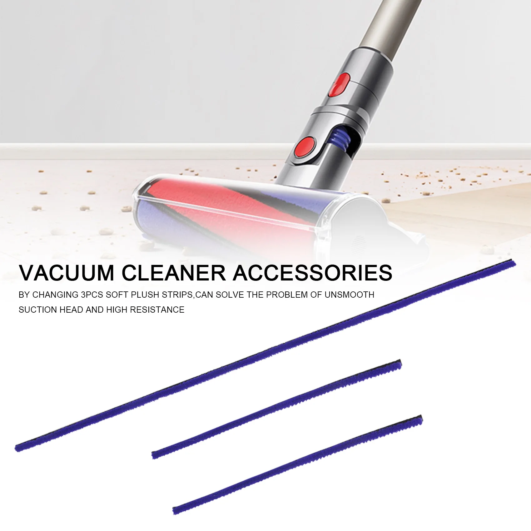 3 Stuks Zachte Pluche Strips Voor Dyson V6 V7 V8 V10 V11 Stofzuiger Zachte Roller Hoofd Vervanging Accessoires Onderdelen