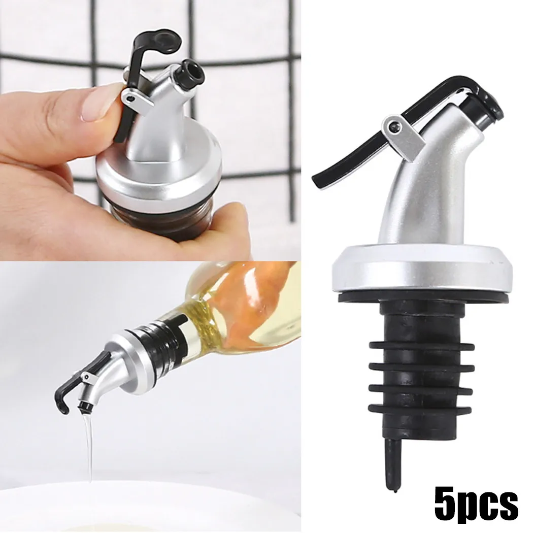 5PCS Olive Oil Sprayer Drip Wine Pourers Liquor Dispenser Leak-proof Nozzle Lock Sauce Boat Bottle Stopper Kitchen Bar BBQ Tool