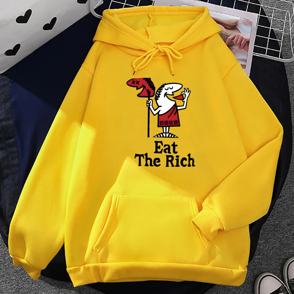 Cartoon Printing Hoodies Eat The Rich Graphic Sweatshirts Streetwear Men/Women Winter Sudaderas Harajuku Fashion Print Hoodie
