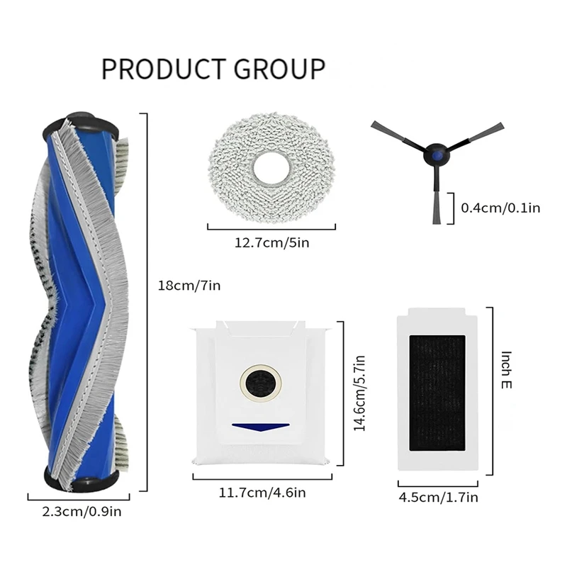 掃除機用アクセサリーecovacs deebotロボット掃除機,メインブラシ,ダストバッグ,t30,t30 max,t30 proの交換セット