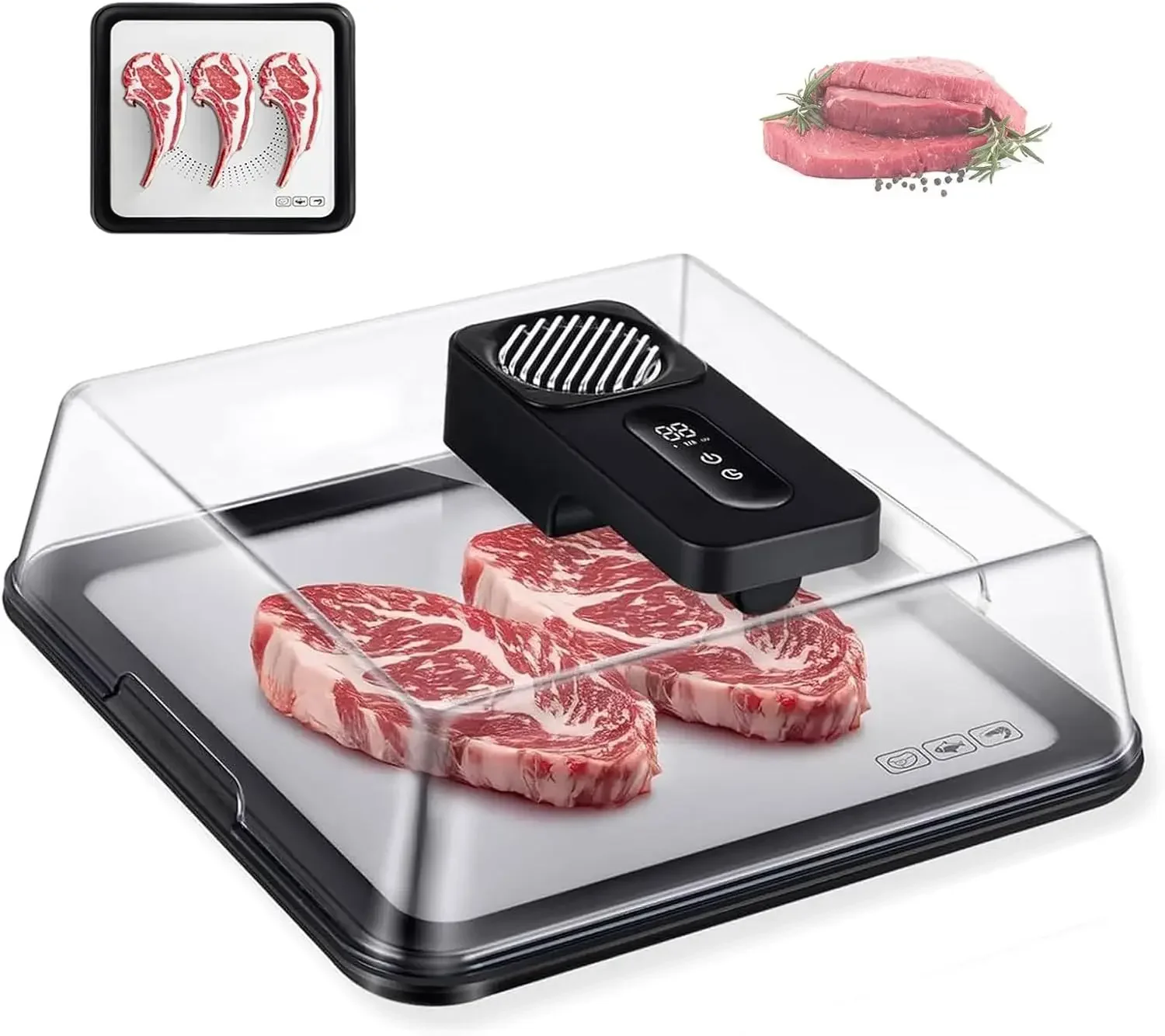 Electric Thawing Board,4.2L Rechargeable Food Defrosting Box with Lid and Intelligent Controller,2000mah Electric Meat Defrostin