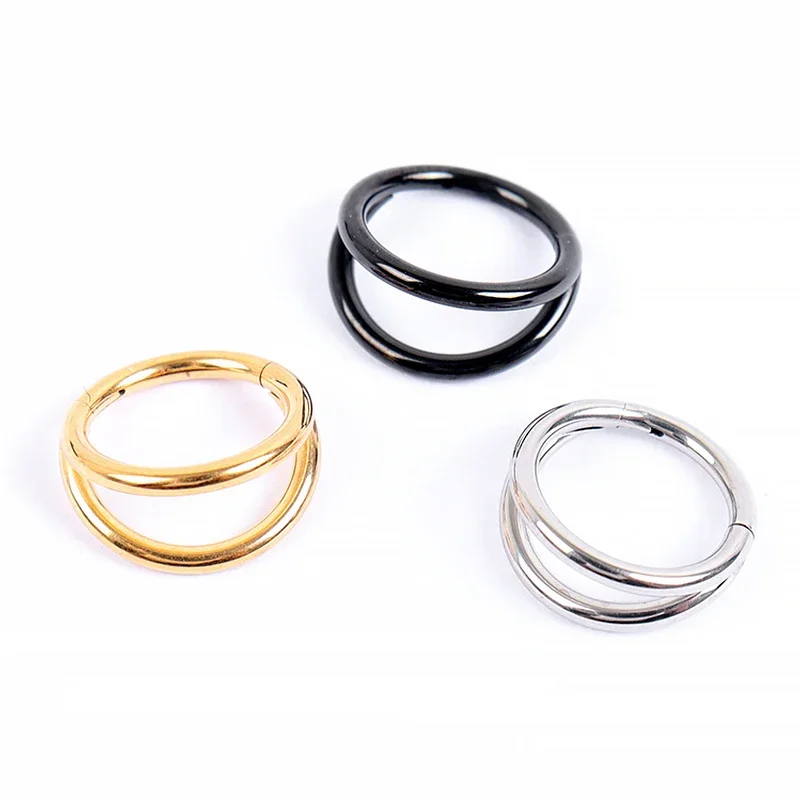 1PC Surgical Steel Nose Rings Septum Hoop Three Layers Nostril Piercing Jewelry 16G Tragus Cartilage Helix Earring For Women Men