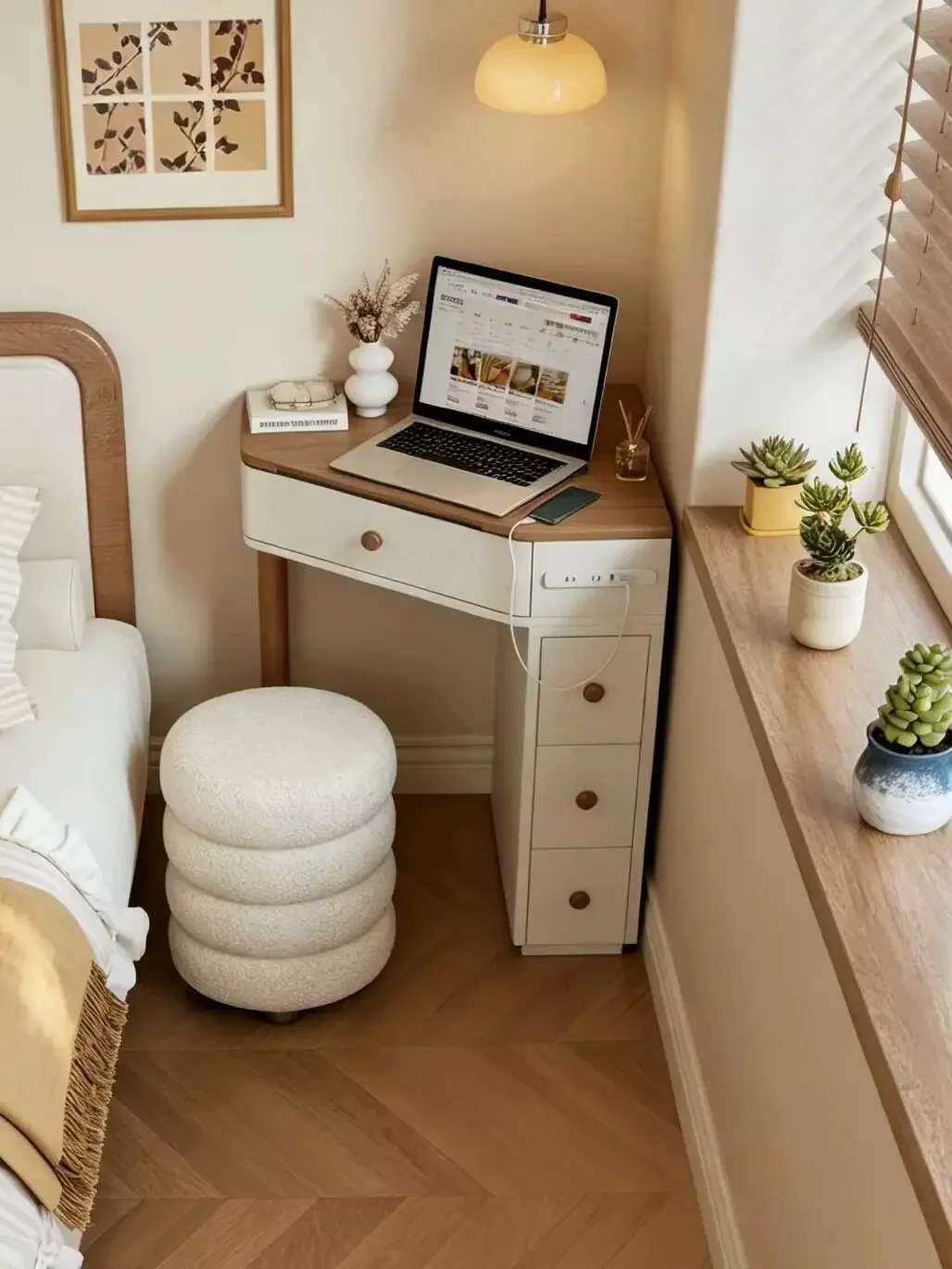 bay window corner desk dressing table all-in-one bedroom small  solid wood computer desk