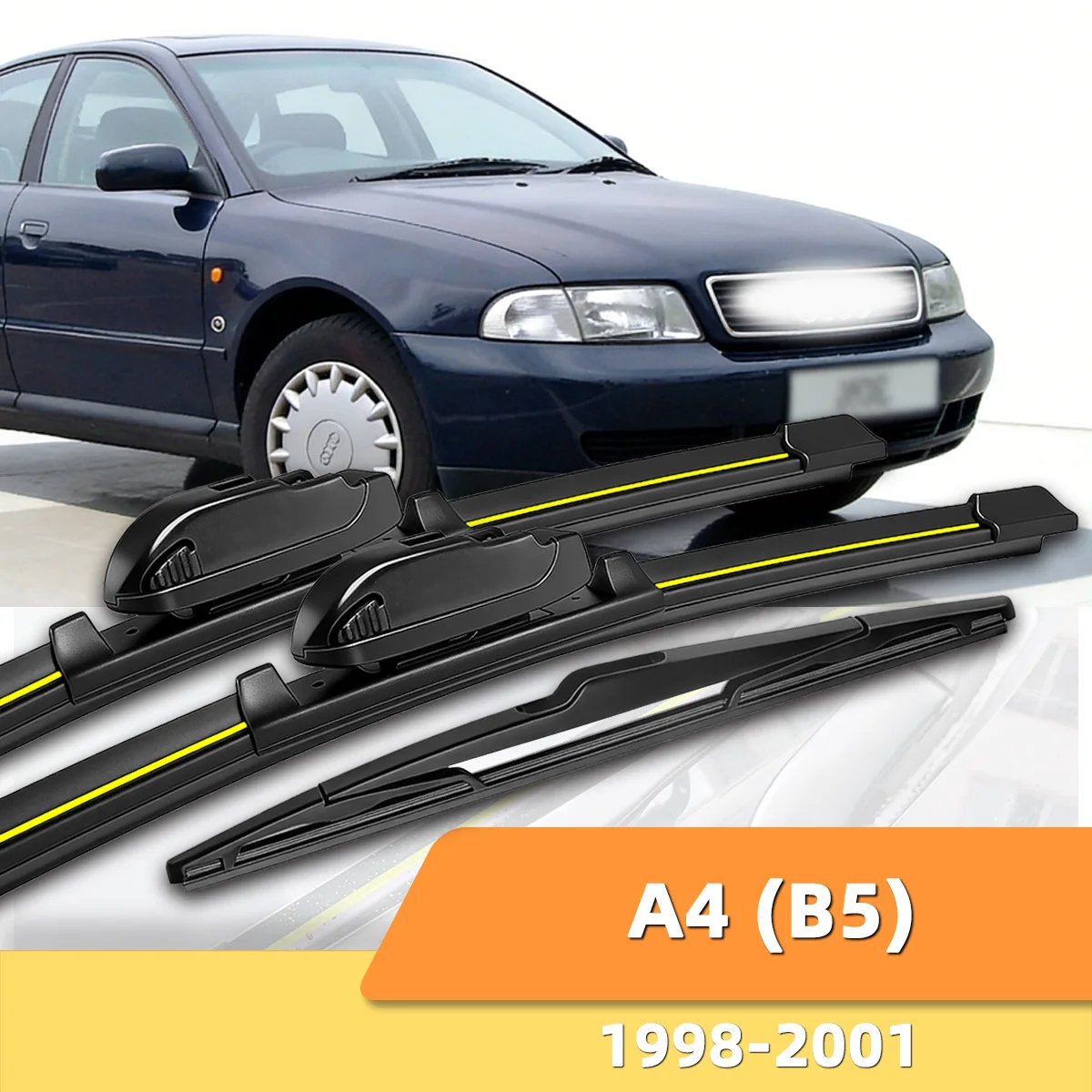 

3 шт. щеток стеклоочистителя для Audi A4 (B5) 1998-2001, передние и задние, резиновые накладки, аксессуары 1999 2000