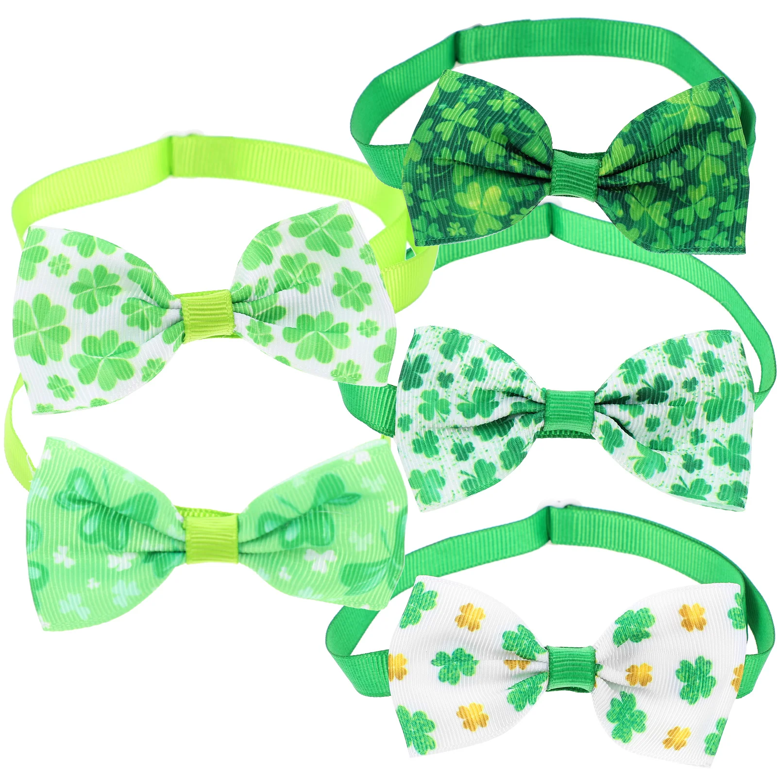 

St Patricks Pet Collars with Bow Tie Green Polyester Dog Cat Adjustable Holiday Adjustable Pet Bow Tie Accessories for Pets