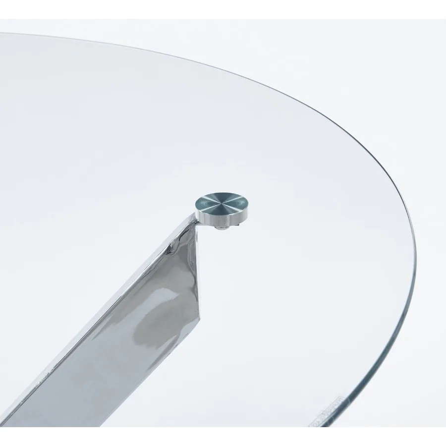 طاولة طعام بأرجل معدنية متقاطعة وزجاج مقسى، طاولة مطبخ حديثة موفرة للمساحة لأرجل كروم لغرفة المعيشة #6