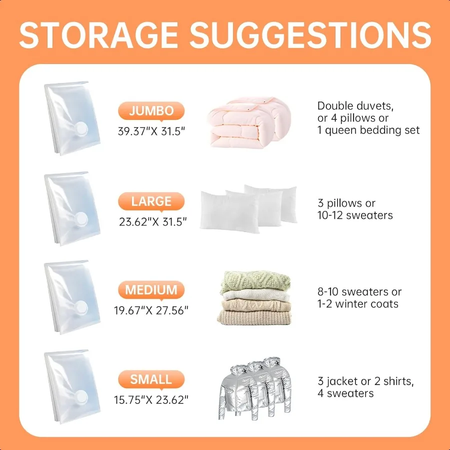12 عبوة من أكياس تخزين المكنسة الكهربائية مع مضخة كهربائية 3 صغيرة edium 3 كبيرة 3 أكياس ختم مكنسة جامبو للملابس أكياس توفير المساحة لـ