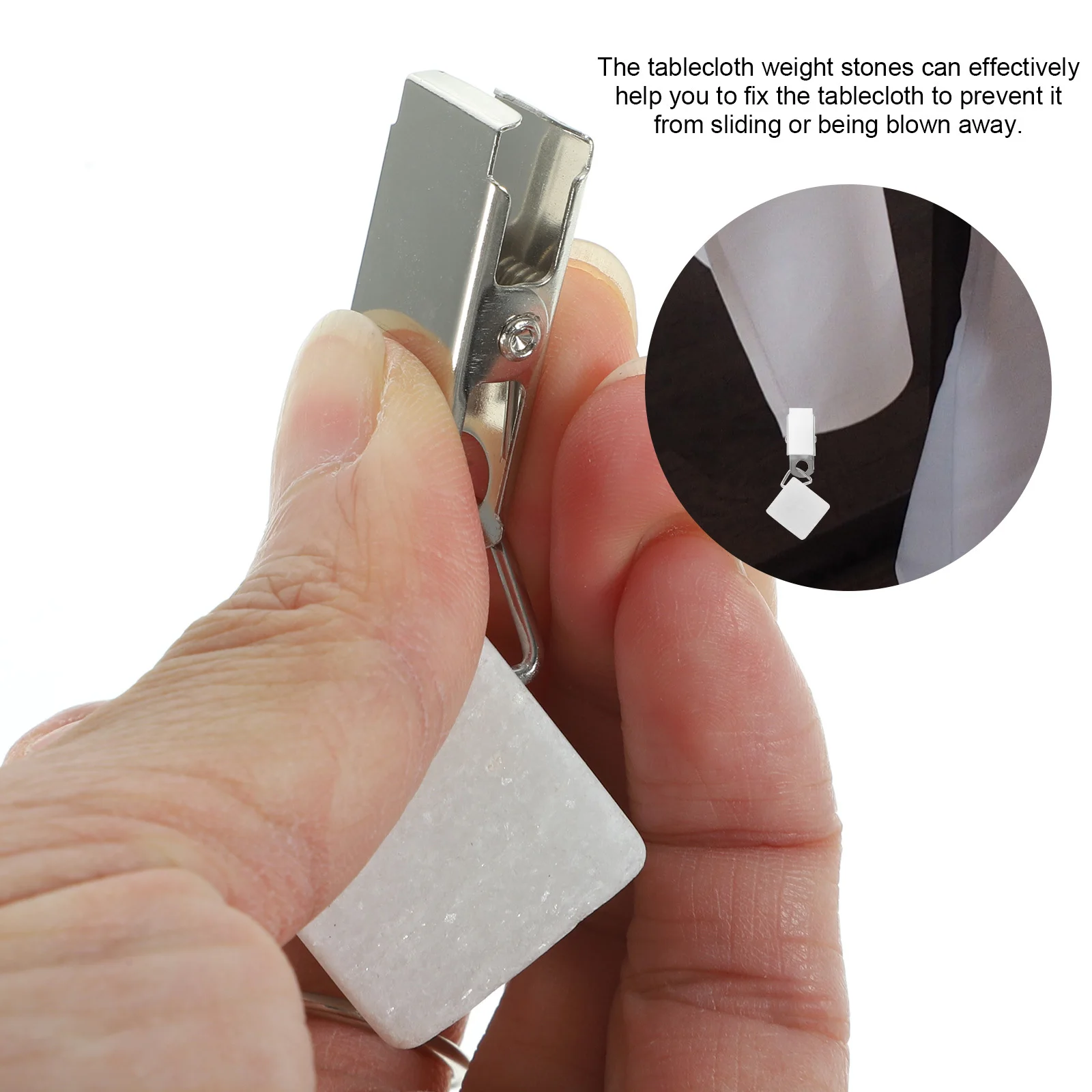 

4Pcs Tablecloth Weights Stone Pendants Metal Clips for Outdoor Dining Room Decor Tablecloth Weights Table Cover Clip