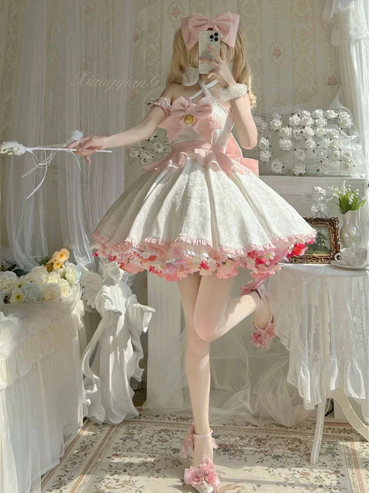 Sexy Lolita Pink Maid Dress Japanese Sweet Women Kawaii Dress Role Play Costume Halloween Party Cosplay Anime Kawaii Clothing