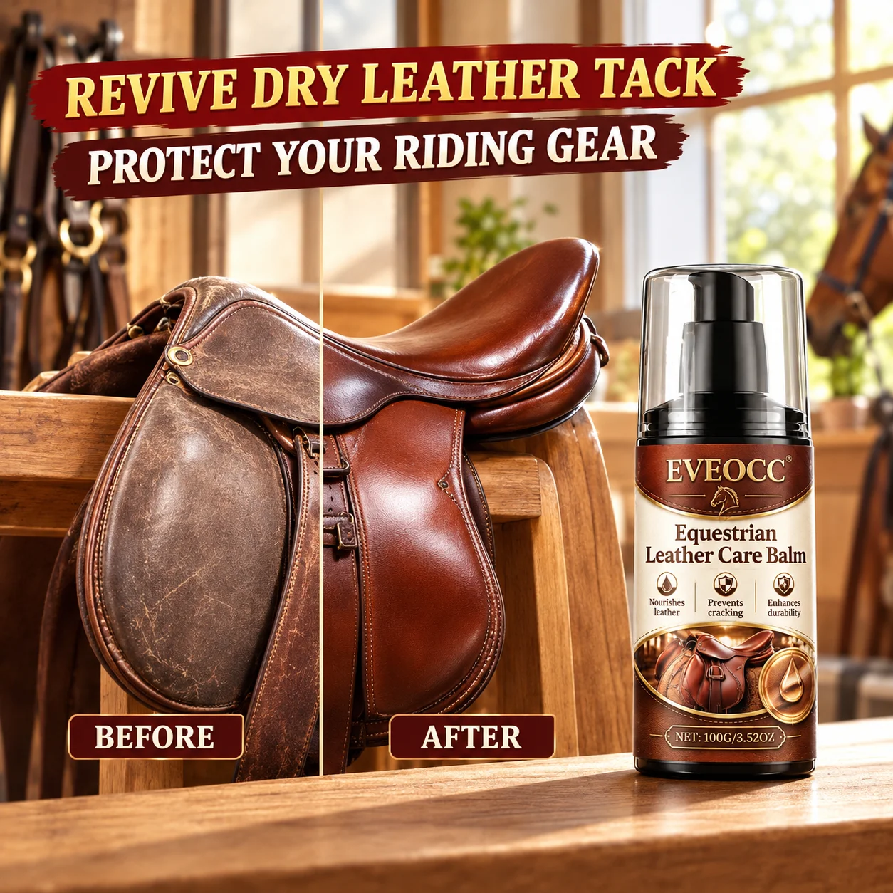 EVEOCC Equestrian Leather Care Balm 100g Leather Conditioner for Saddle Horse Tack Prevent Cracking Nourish Leather - view 4