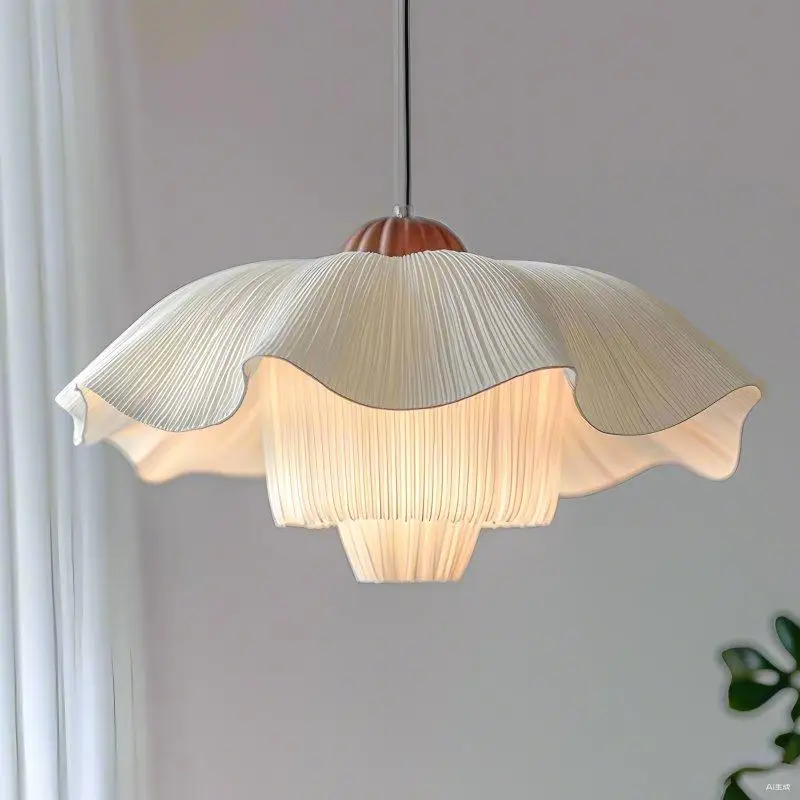 Francês romântico dobrado sombra lustre francês vintage quarto tecido luz puff saia restaurante luz