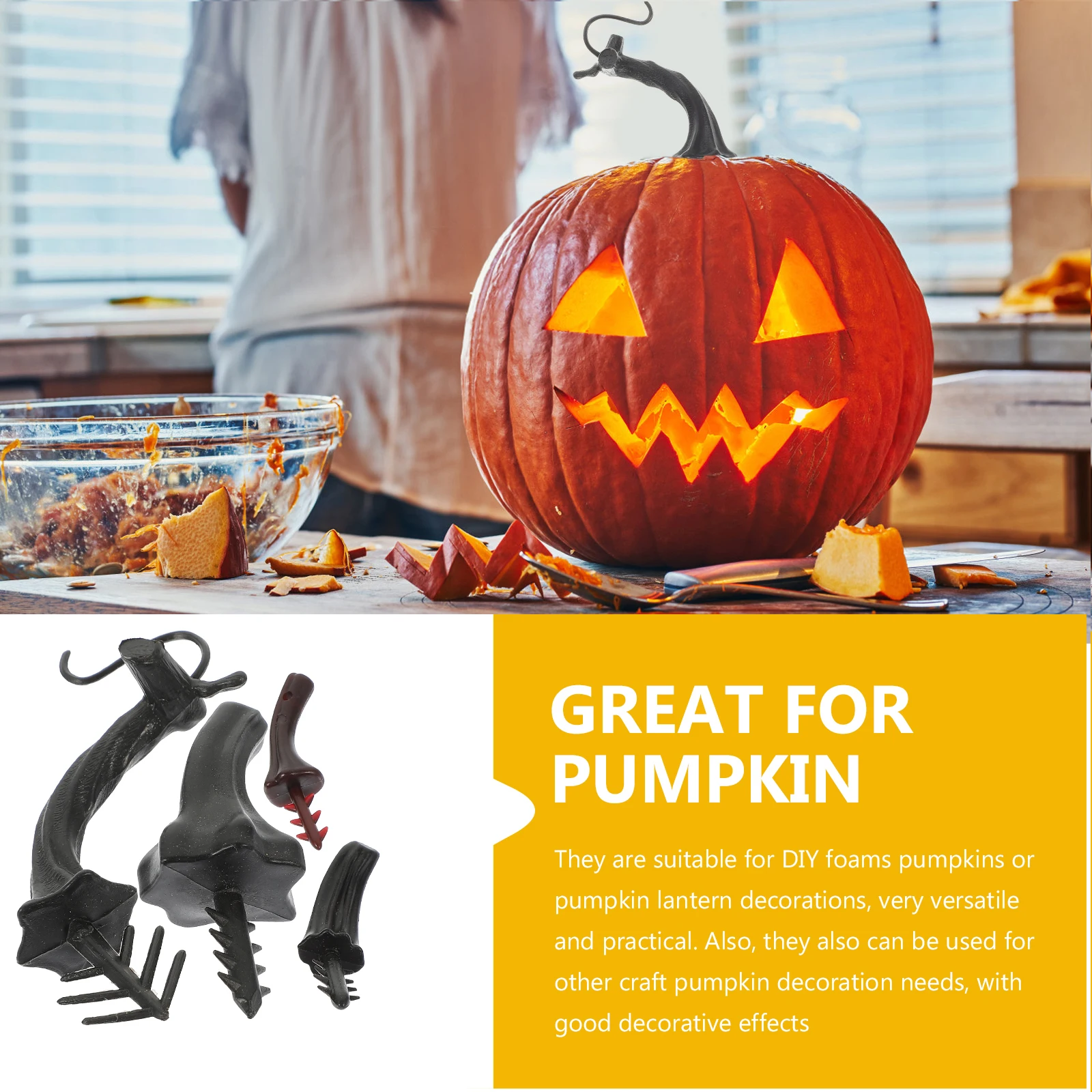 

48pcs Simulation Pumpkin Stems 9.2cm 6.5cm 4cm 3.7cm Brown Artificial H les DIY Craft Decor Thanksgiving Halloween Party