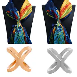 X Forming Women's Scarf Neckerchief Clip Made Of Alloy Scarf Ring