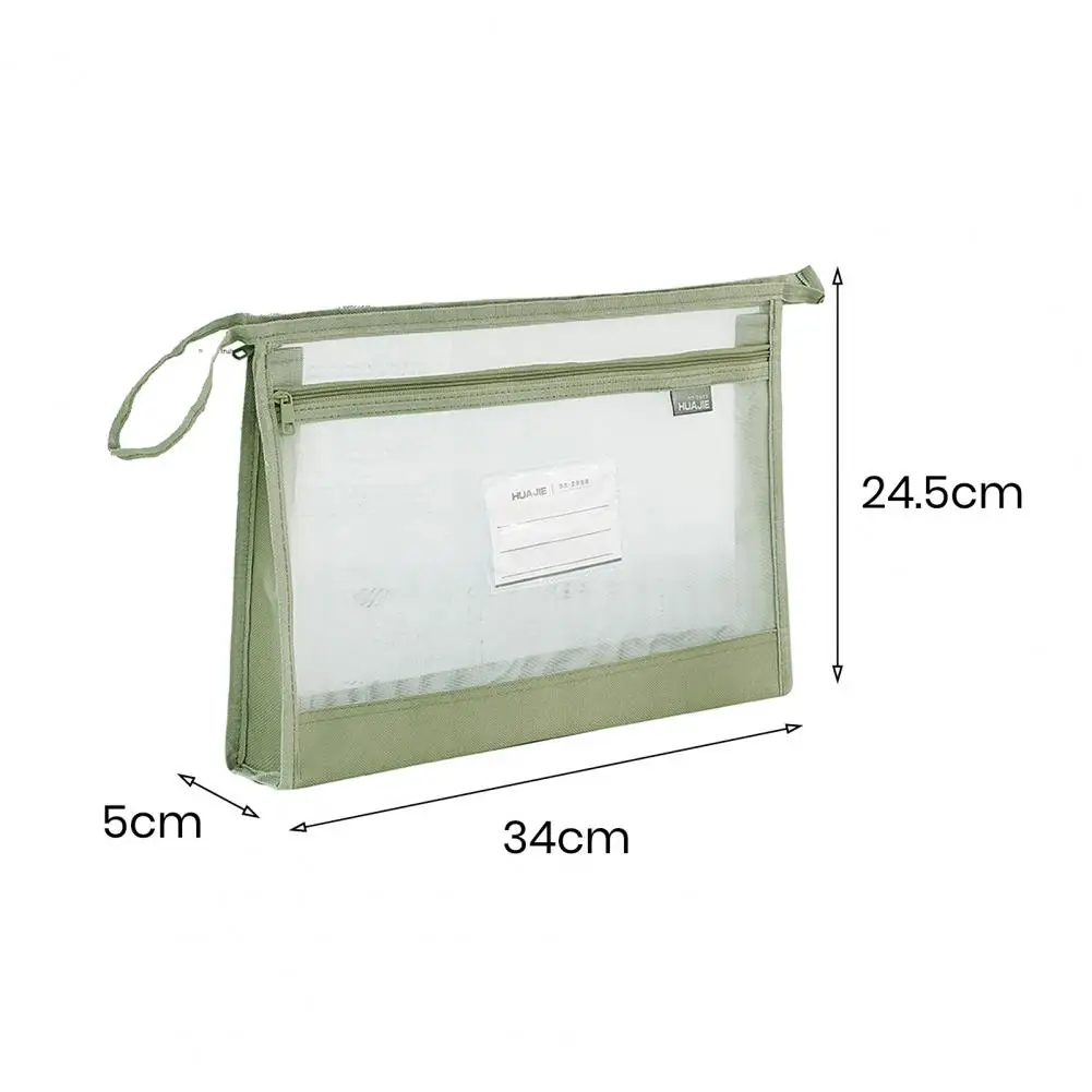 Portadocumenti A4 borsa portadocumenti con cerniera in rete a doppio strato organizzatore di File trasparente forniture per ufficio scolastico