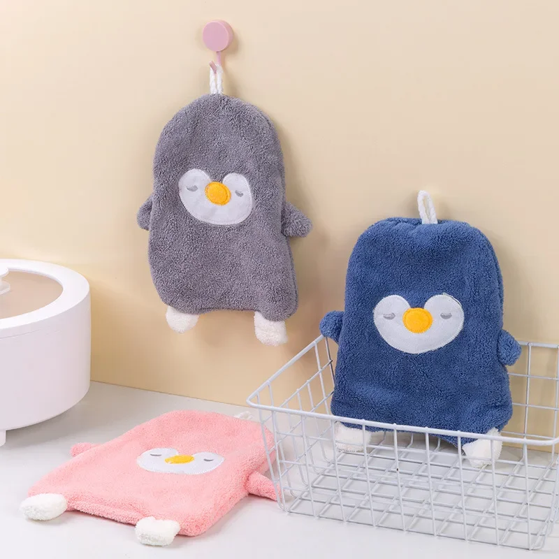 Creative Cute Duck Hand Towes Kitchen Bathroom Hand Towel Ball with Hanging Loops Soft Absorbent Microfiber lazy rag wipe Towel