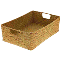 Basket Storage Baskets Wicker Woven Seagrass Rattan Organizer Fruit Bins Bin Hamper Seaweed Large Rectangular Serving Box