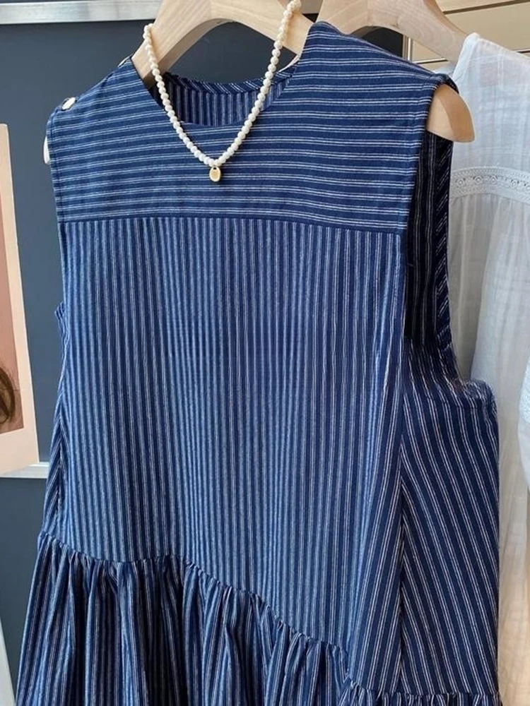 Striped Sleeveless Dress Spring Summer Korean Fashion Harajuku Casual Dresses Women 2024 New Temperament Dress Vestidos