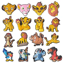 Disney-dijes de PVC de El Rey León Simba para zapatos, accesorios para sandalias, pulseras con hebilla, regalo de cumpleaños, 1-16 piezas