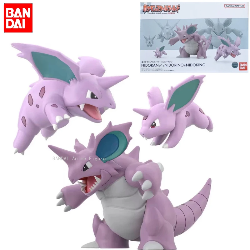 In Stock Original Bandai POKEMON Scale World Nidoran Nidoking Nidorino Anime Action Figures Shokugan Model Toys Collection Gifts