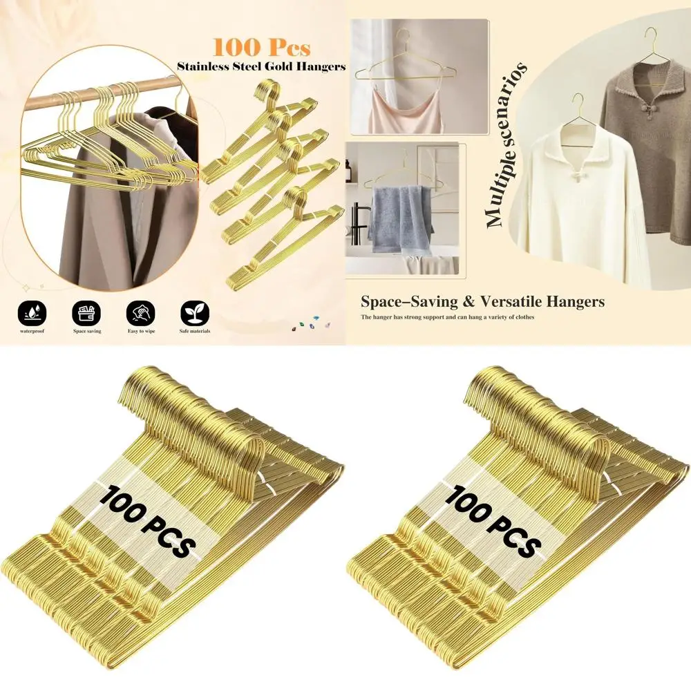 

Золотистые вешалки из нержавеющей стали, 100 шт., 16,5 для платьев, пальто и костюмов