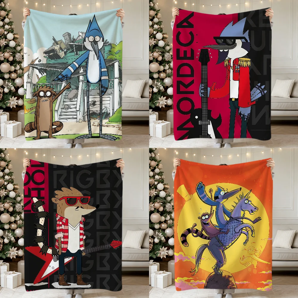Cartoon Anime R-Regular Show Rigby Mordecai Soft Warm Plush Blanket Dorm Sofa Living Room Hogar Bedroom Gift Nap Home Flannel