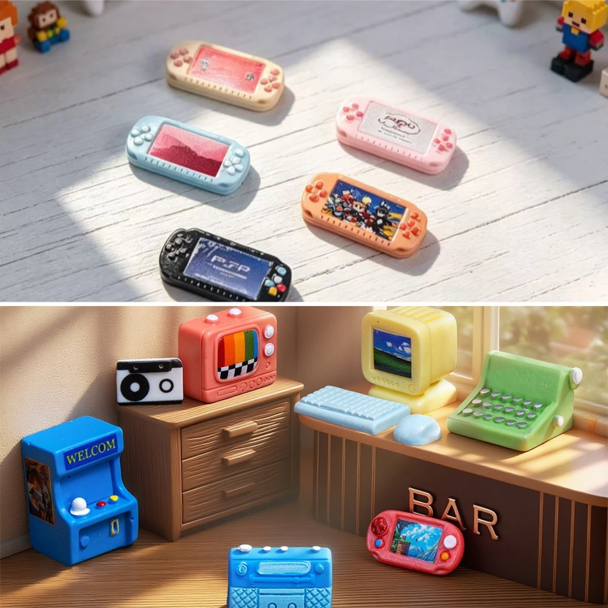 100pcs Wholesale Retro Nostalgic Computer Game Console Electrical Appliances 3D Resin Charms DIY for Keychain Earrings Dollhouse