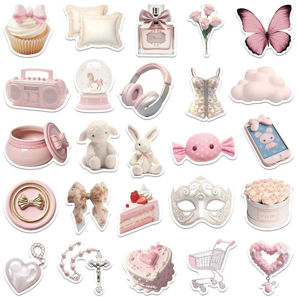 50/100Pcs INS Novelty Cartoon Cute Pink Ballet Series Stickers PVC Waterproof Stickers Decals For Kids Boys Girls Toys Gifts