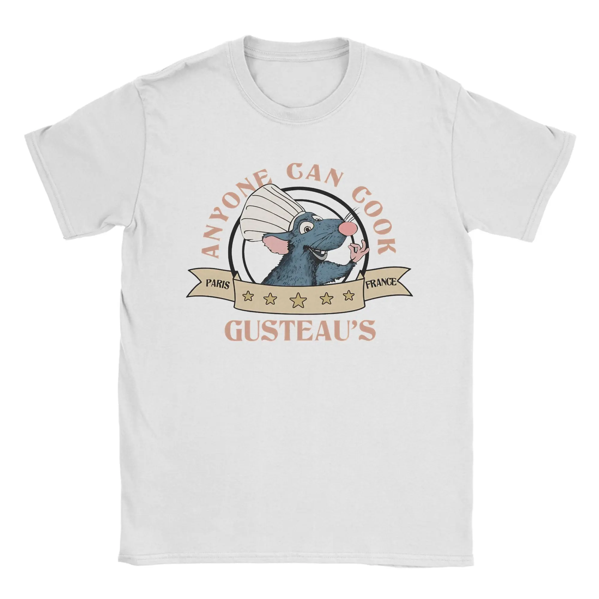 Lässiges Gusteau's T-Shirt „Jeder kann kochen“ für Herren, Baumwolle, kurzärmelig, Ratatouilles, O-Ausschnitt, Sommeroberteile – Detail 4