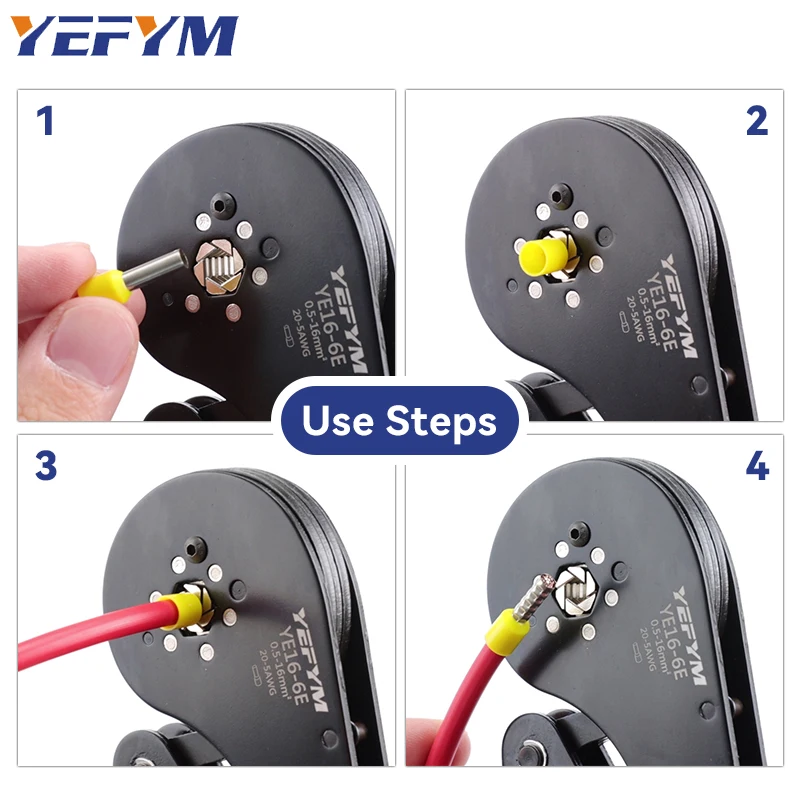 Ferrule Crimping Tool YE 16-6E 0.5-16mm²/20-5AWG Tubular Terminal Mini YEFYM Pliers For Large Size Terminals Electrical Clamps