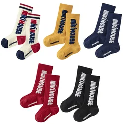 Japanese Children's Socks Vertical Simplified Letter Logo Long Socks Baby Medium Socks  Boys Sock