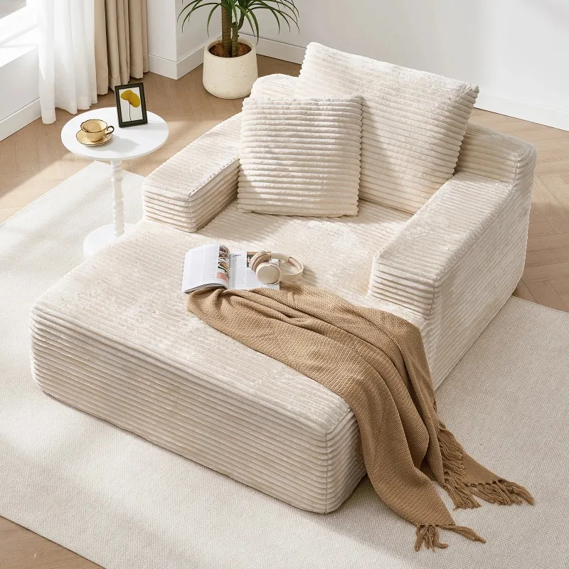 

Кресло-шезлонг 65 дюймов, увеличенный вельветовый диван-кровать, кресла-кровати Cloud Sleeper с широкими подлокотниками, мебель для гостиной и спальни