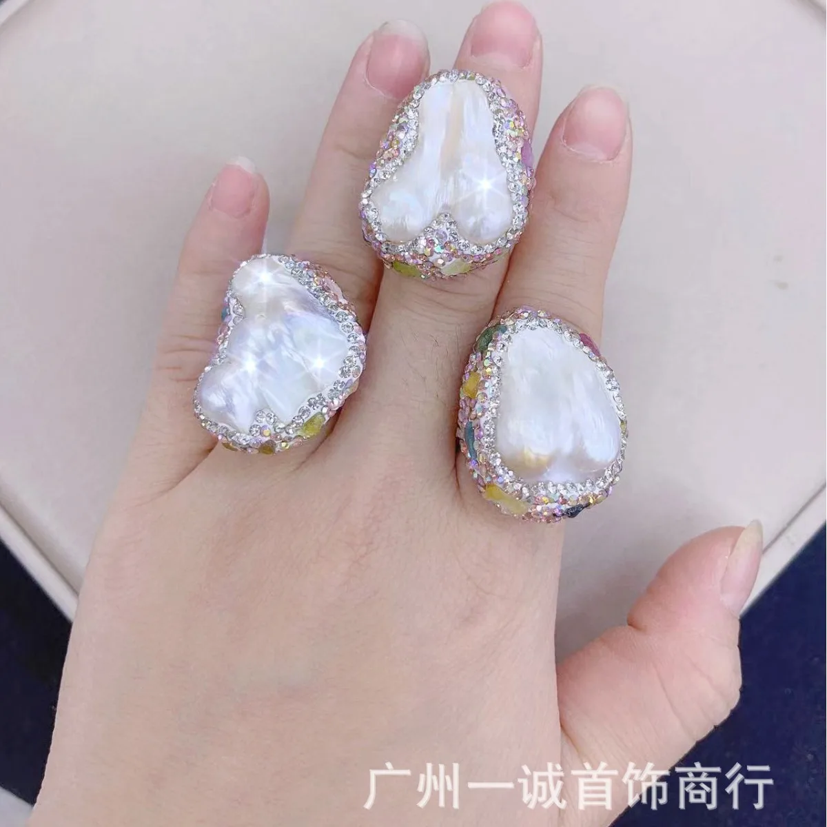 

Baroque natural special-shaped pearls European and American jewelry personalized tourmaline jewelry wholesale ring