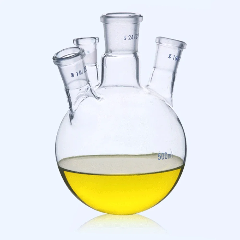 19/26 24/29 29/32 Standard 100/250/500/1000/2000ml 4-Neck Boro. 3.3 Glass Reaction Flask Labrotary Glassware Chemical Experiment