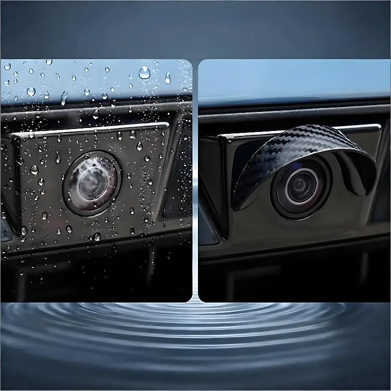 1/2/4 Stück Kohlefaser-Muster Auto-Rückfahrkamera Regenschutz Selbstklebend Wasserdicht Blendschutz Sonnenblende für Rückfahrkamera – Detail 3