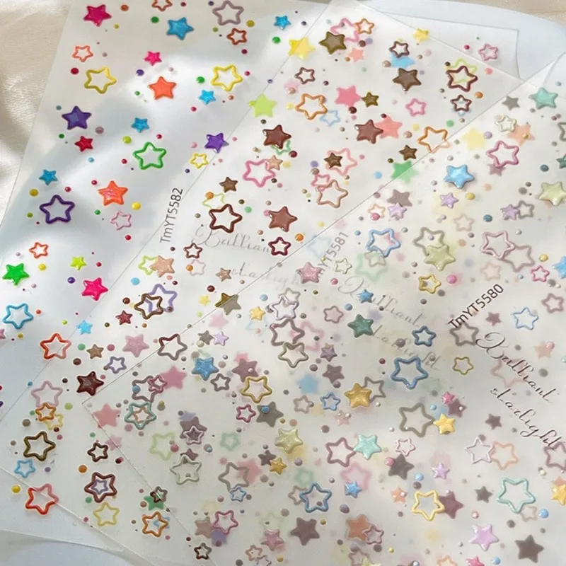 Summer New Dopamine Star Laser Stickers Colorful Simple Daily Self-adhesive DIY Phone Case Guka Scrapbook Decor