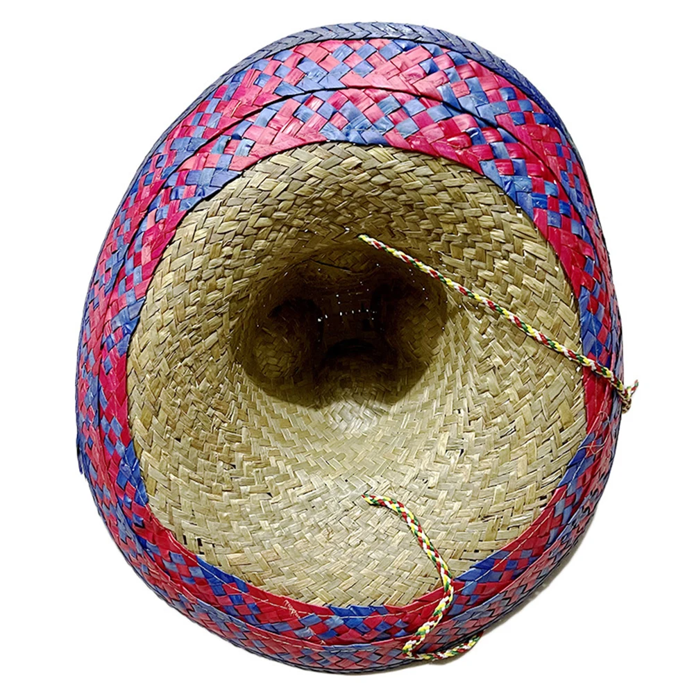 

Retro Mexican Sombrero Hat Straw Weave Authentic Mexican Costume Beach Sun Hat Wide Brim Breathable Jazz Hat for Outdoor Holiday