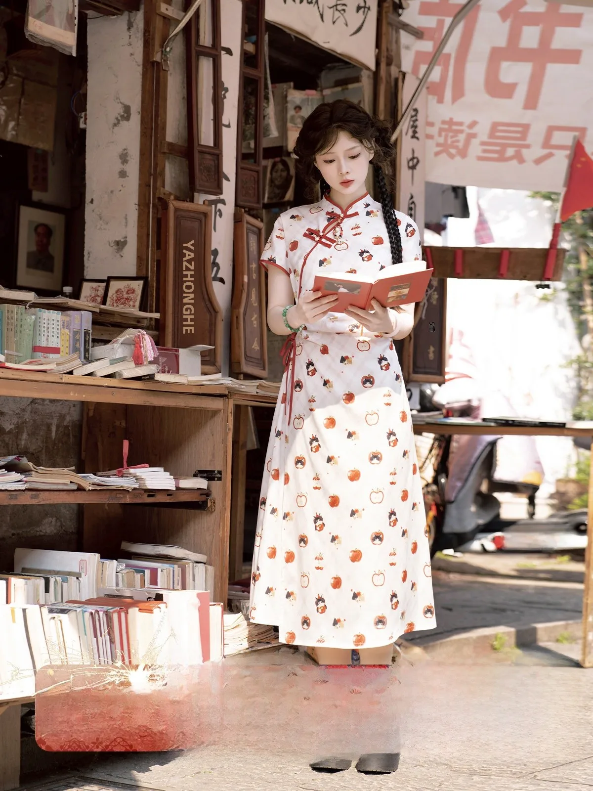 

Милый женский комплект Hanfu из полиэфирного волокна для весны и лета, с эффектом утягивания талии, в китайском национальном стиле