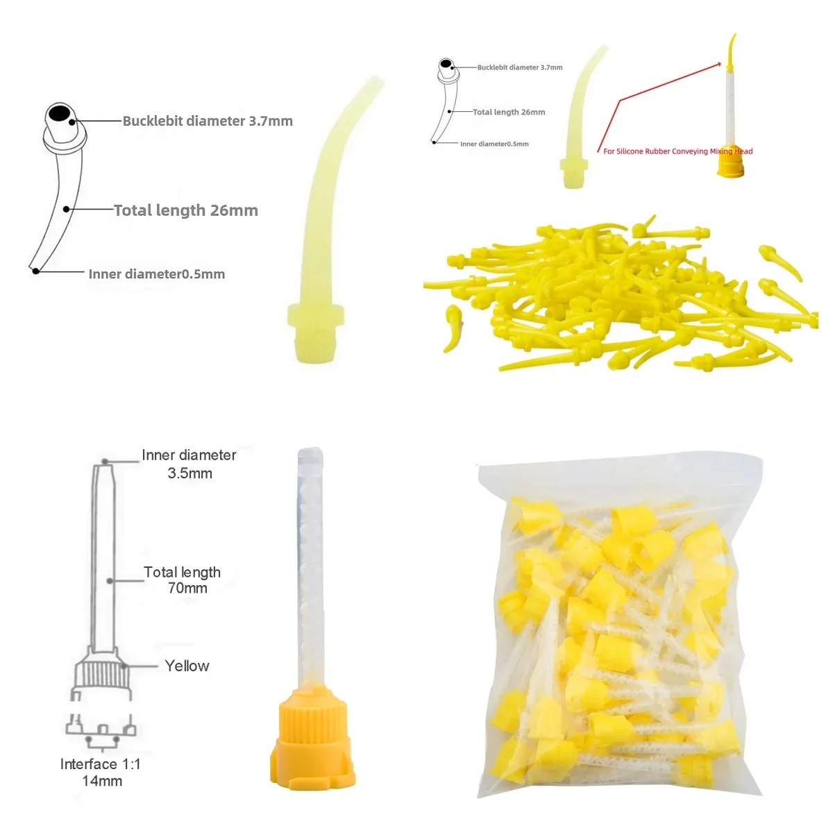 50/100/150pcs Dental Mixing Tips Tubes Disposable Nozzles Head Impression Materials Silicone Rubber Conveying Dentistry Lab